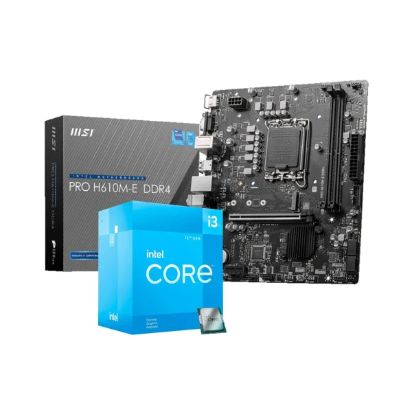 COMBO Carte mere + CPU : CPU INTEL CORE i3-12100F BOX + CARTE MERE MSI PRO H610-E